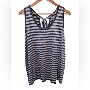 Market & Spruce Lexxie Tie Back Navy and White Knit Striped Top